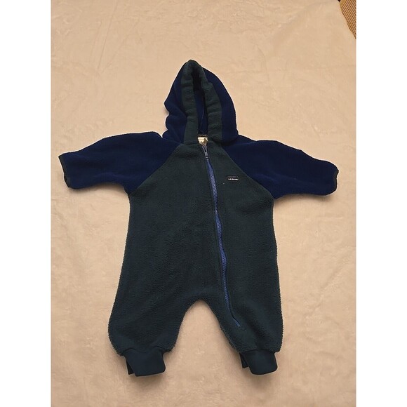 Vintage LL Bean Snowsuit Infant 6 Months Fleece Winter 1 Piece Full Zip Bunting